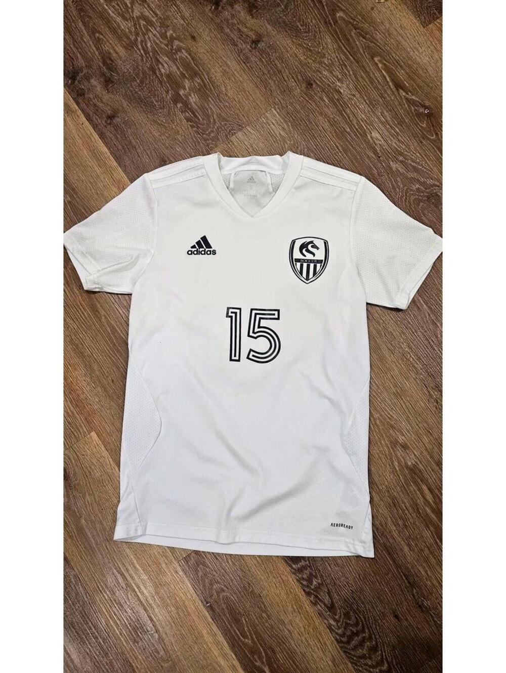 Adidas White Soccer Shirt with Number 15